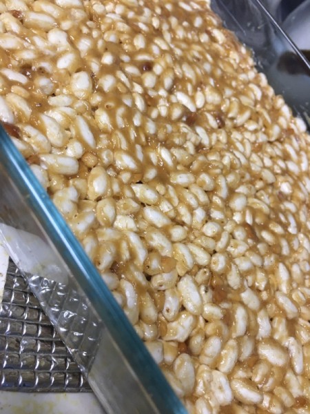 Peanut Butter Banana Puffed Rice Squares