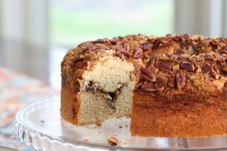 Layered bundt pan shaped coffee cake