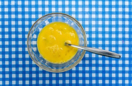Liquid eggs in a bowl