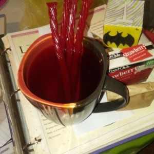 Jello Drink with Twizzler
