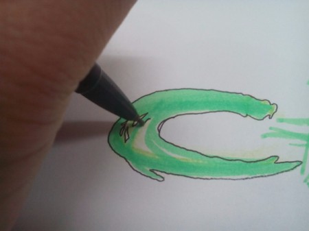 adding pen lines to spaces within the marker letters