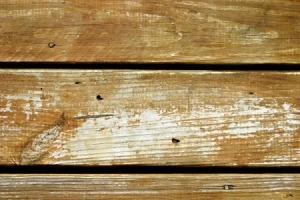 Close up of wood deck with holes