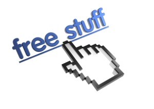 image of hand cursor image over "free stuff" link