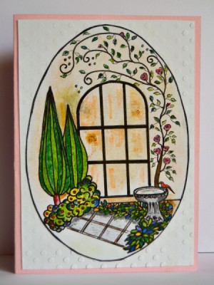 finished example of card showing a gardenscape