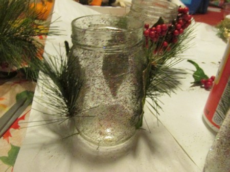 Decorated Christmas Tea Light Jars