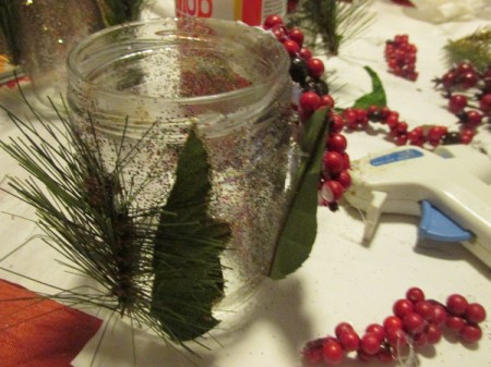 Decorated Christmas Tea Light Jars