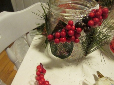 Decorated Christmas Tea Light Jars