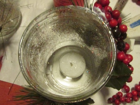 Decorated Christmas Tea Light Jars