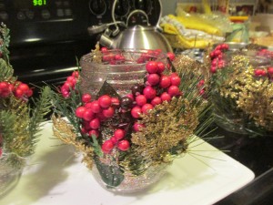 Decorated Christmas Tea Light Jars