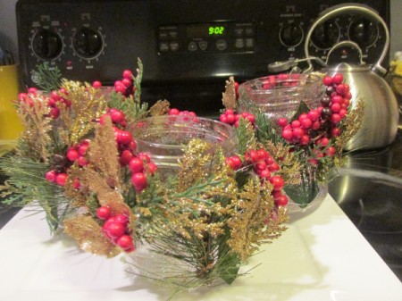 Decorated Christmas Tea Light Jars