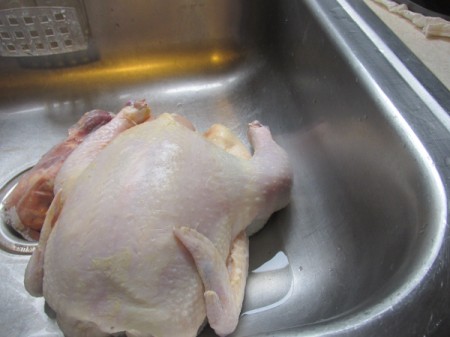 Vertical Roast Chicken - clean the raw chicken