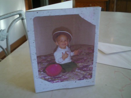 Sharing Precious Photos - baby photo on adult child's birthday card