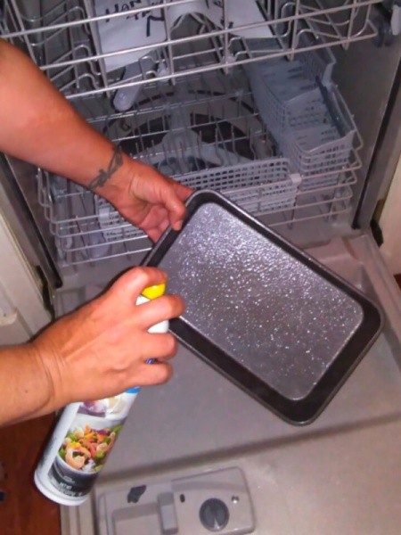 Spray Cooking Oil Over Dishwasher