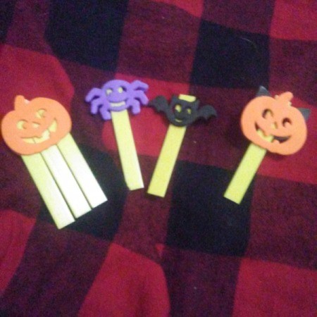 example of Halloween themed stick puppets