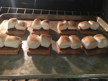 Smores Baking in the oven.