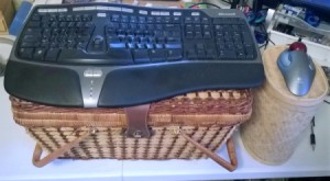 Using a Basket to Raise Keyboard