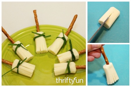 Making String Cheese Witch Brooms
