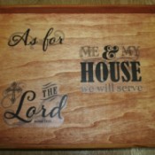wooden tray with religious saying