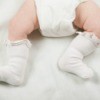 A baby wearing white socks.