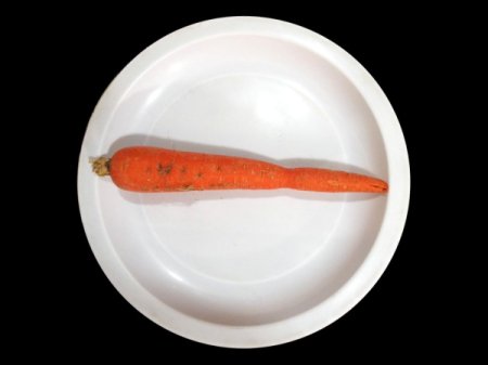 A washed carrot, ready for scraping.