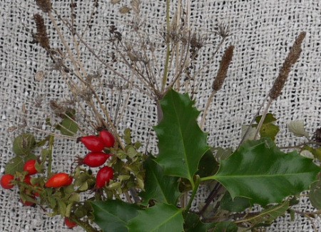 leaves, berries, dried plants, etc.
