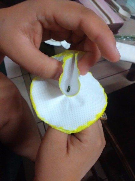 crunching paper to create petals