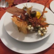 A leaf decoration for the place setting.