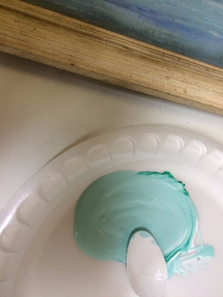 mixing up blue paint