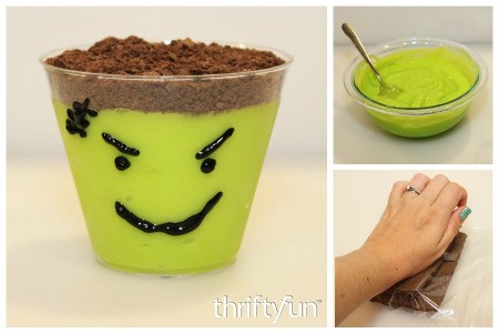 Making Frankenstein Pudding Cups