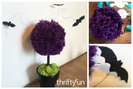 Making a Halloween Pom Pom Topiary