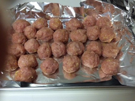 Gluten-Free Meatballs formed uncooked meatballs