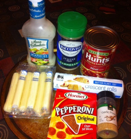 Crescent Pizza Rolls - ingredients for making pizza rolls