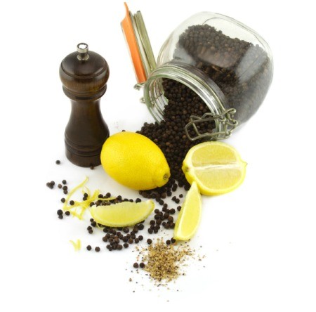 Ingredients for lemon pepper seasoning.