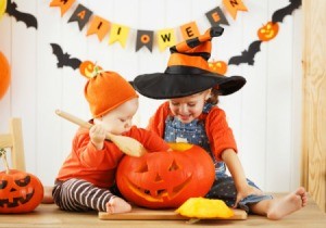 Kids Carving Pumpkin
