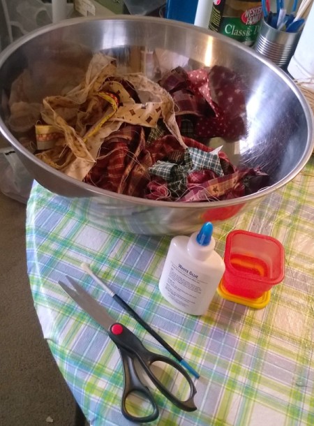 Homespun Fabric Covered Bowl