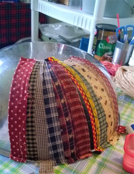 Homespun Fabric Covered Bowl