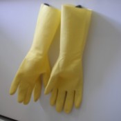 gloves hanging on the stove