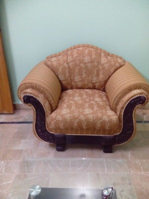 large neutral upholstered chair