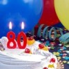 A birthday cake to celebrate an 80th birthday.