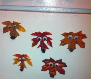 fox faces made from faux leaves