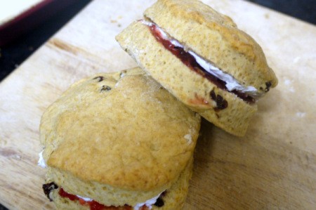 Adding Cream to Scones