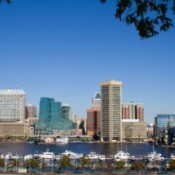 The skyline of Baltimore during the day.