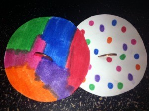 multicolor and polka dot spinners