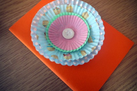Cake Case (Muffin Cup) Flower Greetings Card