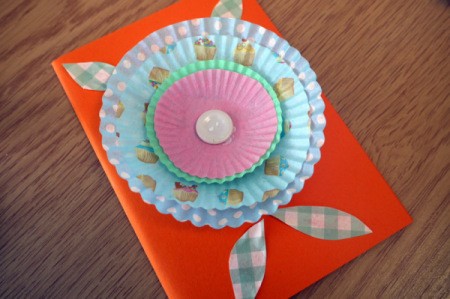 Cake Case (Muffin Cup) Flower Greetings Card