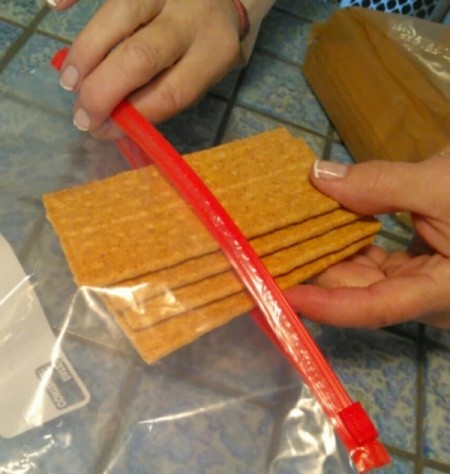 Placing graham crackers