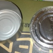 Two empty tuna cans.