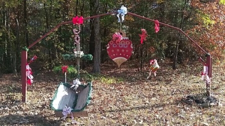 decorations for Christmas on garden arbor