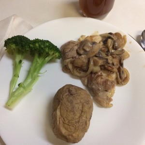 chicken with mushroom sauce on plate