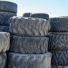 A stack of tires at a disposal facility.